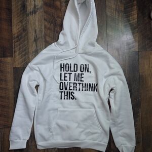White Hoodie with Bold Text Size L